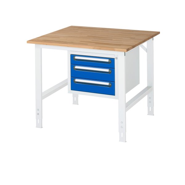 RAU Arbeitstisch 3Schübe 1000x1000x760-1080 lgr/ebl