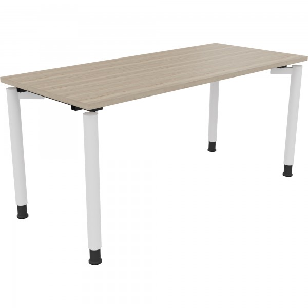 Schreibtisch Vierfuß Rundrohr B1600xT700xH680-820 ws/Eiche Natur