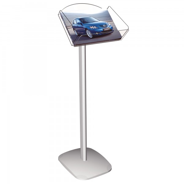 Franken Prospektständer BS1401 DIN A4 quer Acryl grau