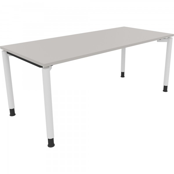 Schreibtisch Vierfuß Rundrohr B1800xT800xH680-820 ws/Lichtgrau