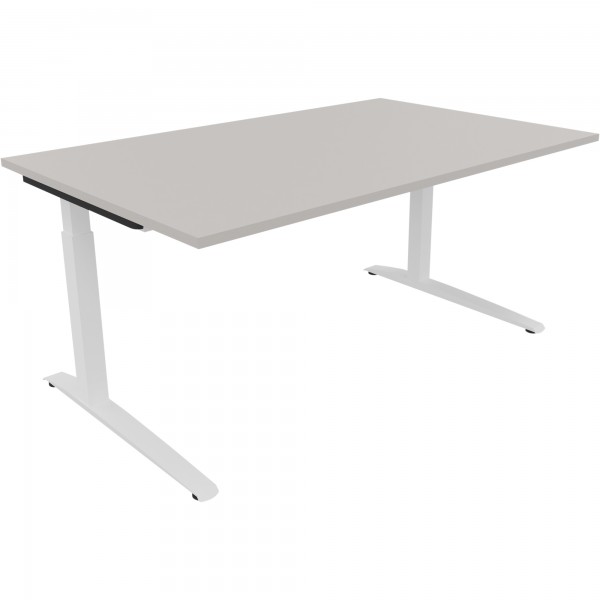 Schreibtisch Kufe Einzels. Quadrat B1600xT1000xH650-850 ws/Lichtgrau