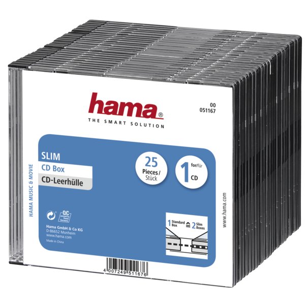 Hama CD-Box-Slim, Schwarz, 25er Pack