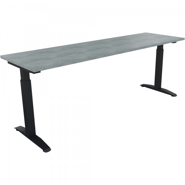 Schreibtisch Kufe Einzels. Quadrat B2000xT600xH650-850 an/Beton hell