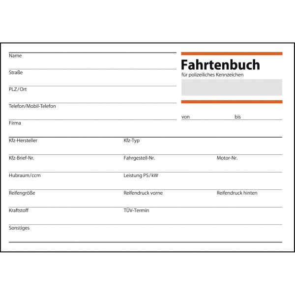 SIGEL Fahrtenbuch FA614 DIN A6 für PKW 40Blatt