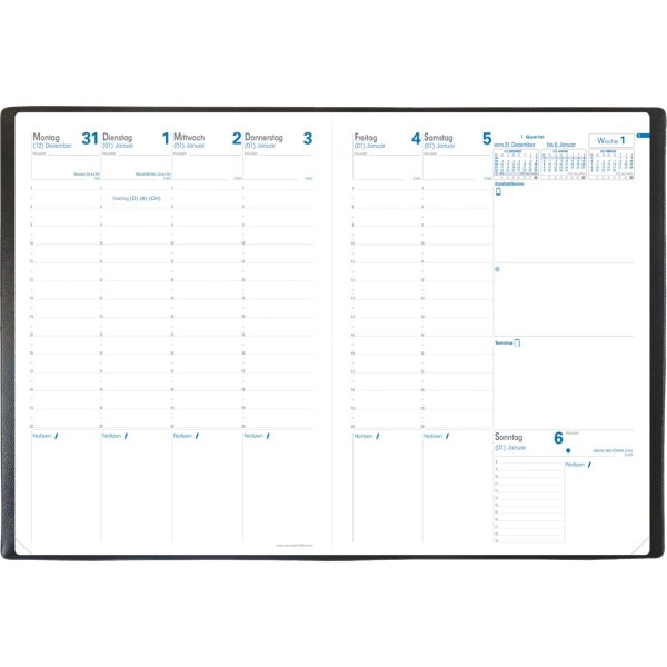 Quo Vadis Kalender Prenote Impala 2027 A4 2S/1W sw