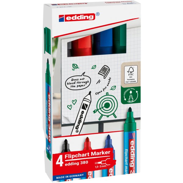 edding Flipchartmarker 380 1,5-3mm sort 4St