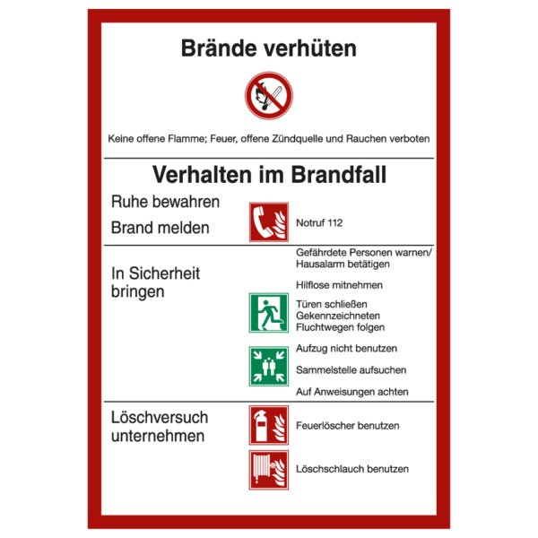 Marahrens Hinweisschild Brände verhüten DIN14096