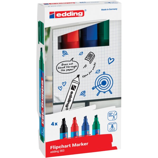 edding Flipchartmarker 383 1-5mm sort 4St