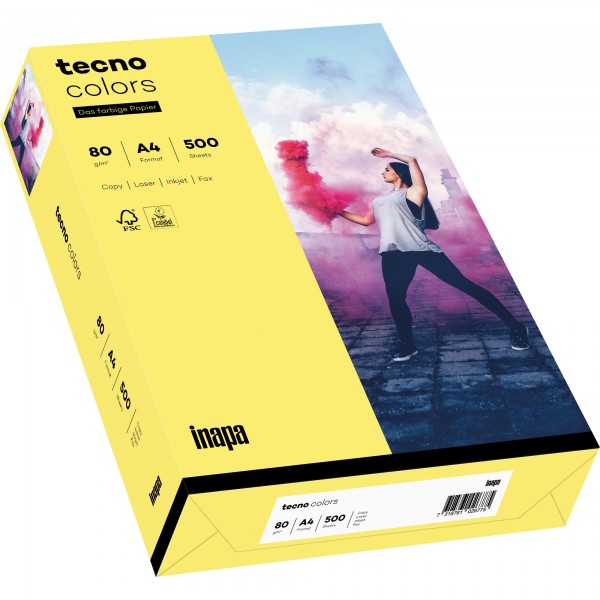 inapa tecno Kopierpapier Colors 2100011409 A4 80g m.gelb 500Bl.