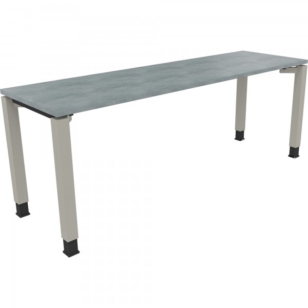 Schreibtisch Vierfuß Quadratrohr B2000xT600xH680-820 si/Beton hell