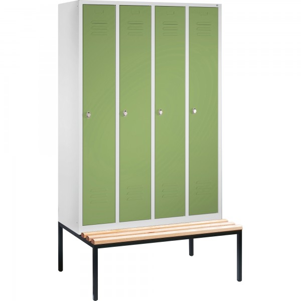 C+P Umkleidespind 805040S10095 m. Sitzbank 4Abteile lgr/rgn
