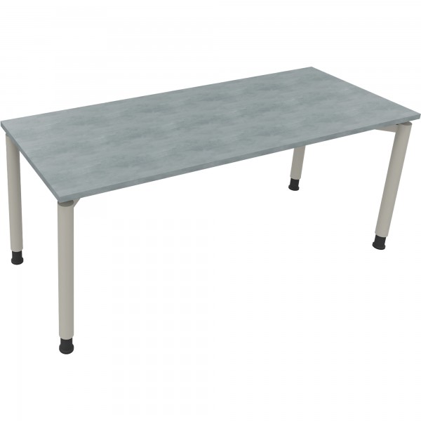 Schreibtisch Vierfuß Rundrohr B1800xT700xH680-820 si/Beton hell