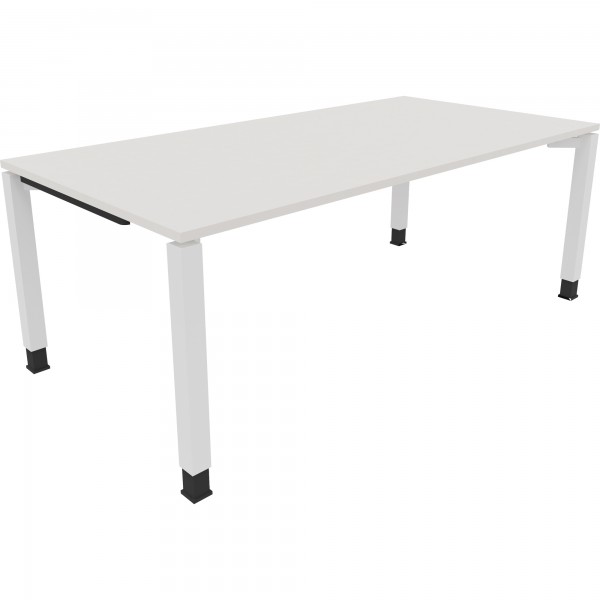 Schreibtisch Vierfuß Quadratrohr B2000xT1000xH680-820 ws/Weiß