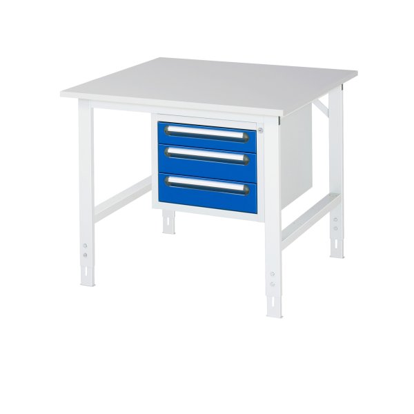 RAU Arbeitstisch 3Schübe 1000x1000x760-1080 lgr/ebl