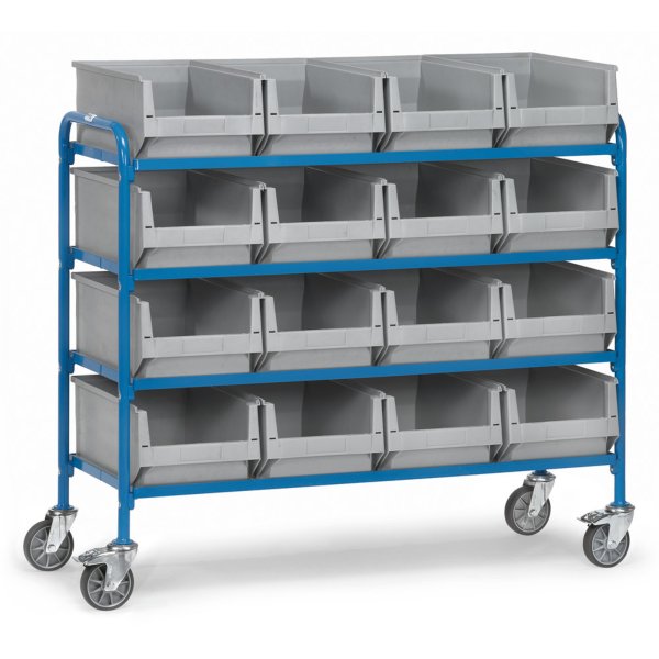 fetra Beistellwagen 4Böden 16Kästen 1250x470mm