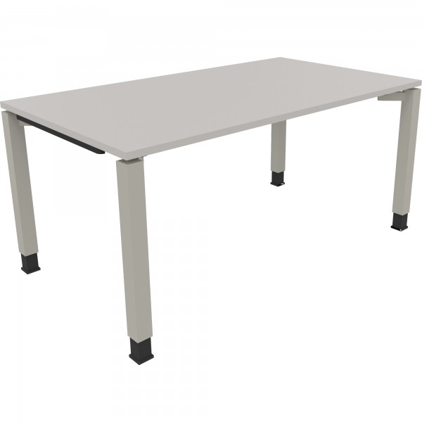 Schreibtisch Vierfuß Quadratrohr B1600xT900xH680-820 si/Lichtgrau