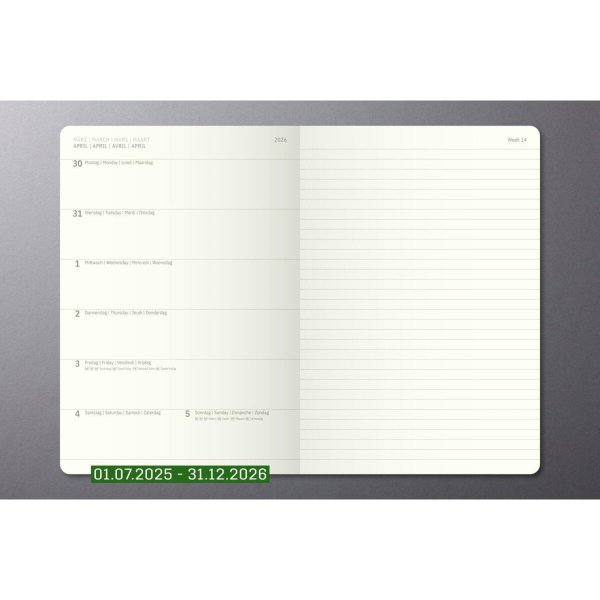 Sigel Wochenkalender 2025/26 A5 1W/1S li Notizen re sw