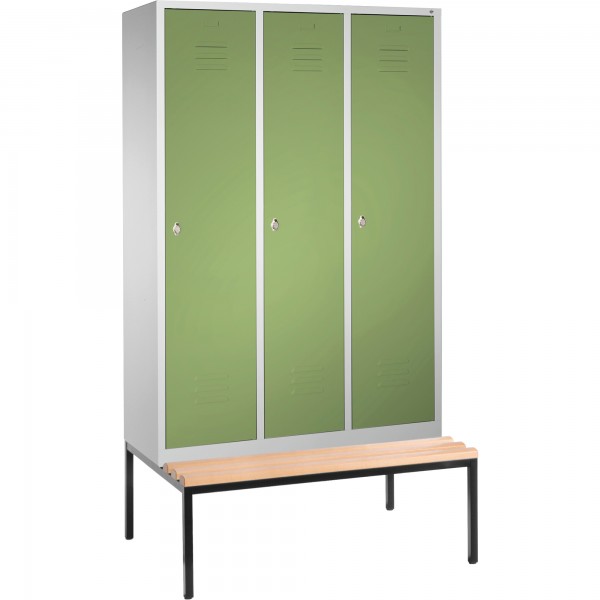 C+P Umkleidespind 805032S10029 Sitzbank 3Abteile B1200mm lgr/rgn