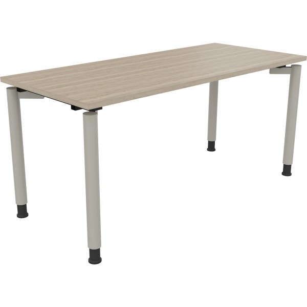 Schreibtisch Vierfuß Rundrohr B1600xT700xH680-820 si/Eiche Natur