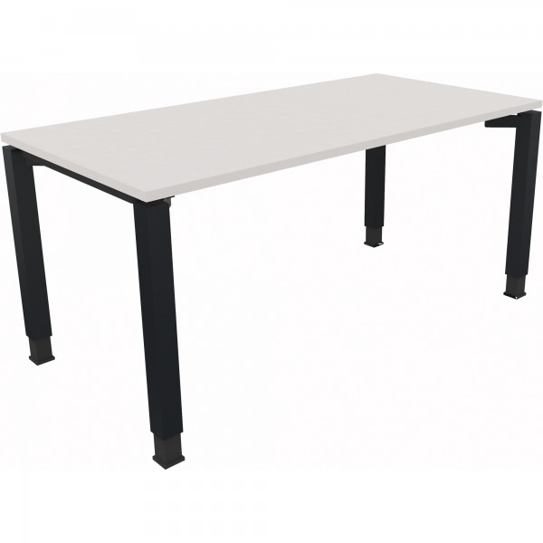 Schreibtisch Vierfuß Quadratrohr B1600xT800xH680-820 an/Weiß