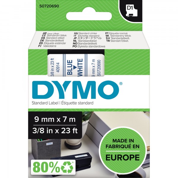 Dymo Schriftband-Kassette 9mmx7m bl auf ws