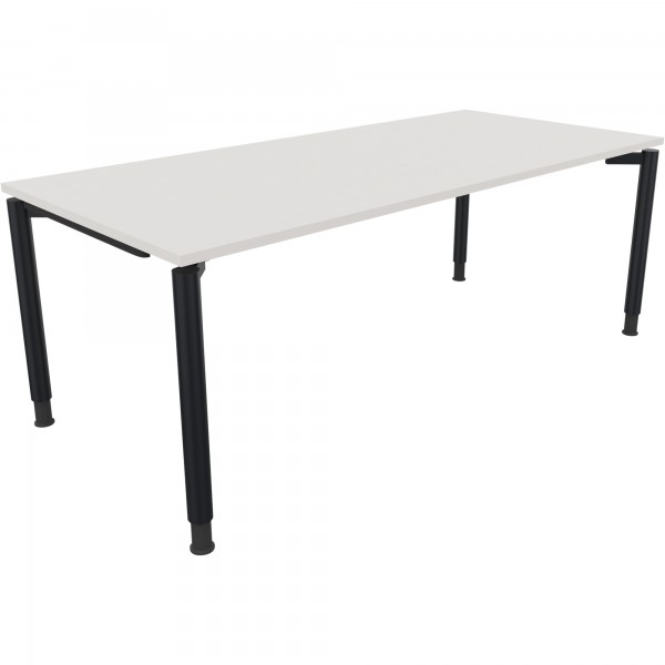 Schreibtisch Vierfuß Rundrohr B2000xT900xH680-820 an/Weiß