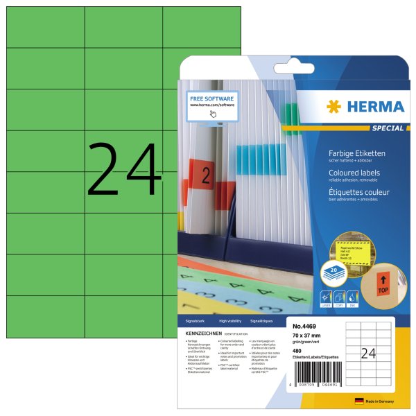 HERMA Etikett SPECIAL 4469 70x37mm grün 480 St./Pack.
