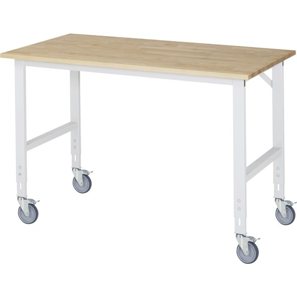 RAU Arbeitstisch 1500x800x910-1230 fahrbar lgr
