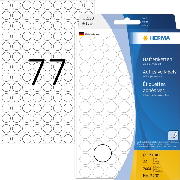 HERMA Markierungspunkt 2230 13mm Papier weiß 2.464 St./Pack.