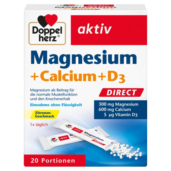 Doppelherz Magnesium +Calcium +D3 direct 20St