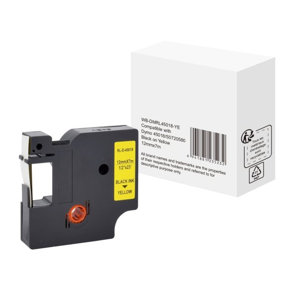 Schriftband wie Dymo S0720580 12mmx7m sw auf ge