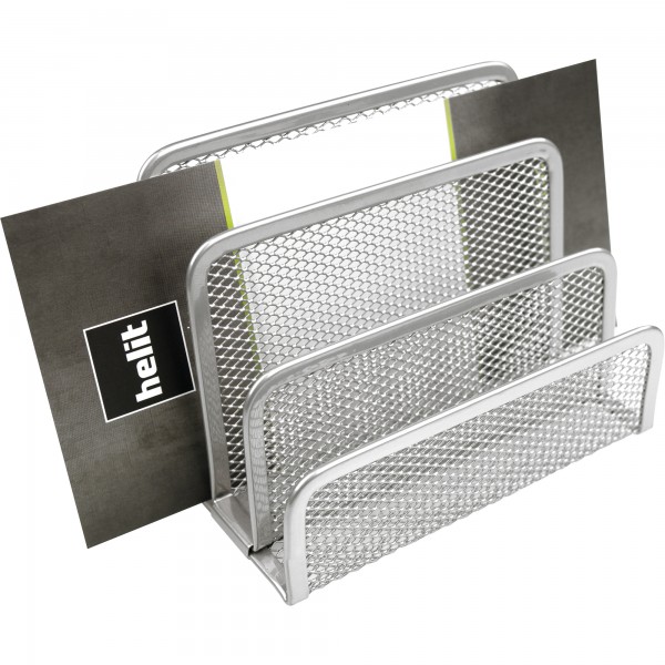 helit Briefständer Mesh H2518300 14x7x9,7cm 3Fächer Metall silber