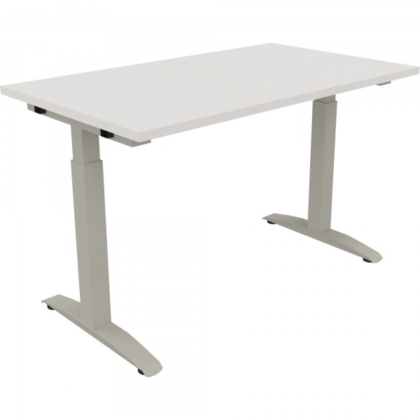 Schreibtisch Kufe Einzels. Quadrat B1200xT700xH650-850 si/Weiß