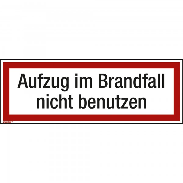 Hinweisschild Aufzug im Brandfall 297x105mm Folie