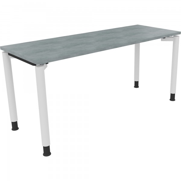 Schreibtisch Vierfuß Rundrohr B1600xT600xH680-820 ws/Beton hell