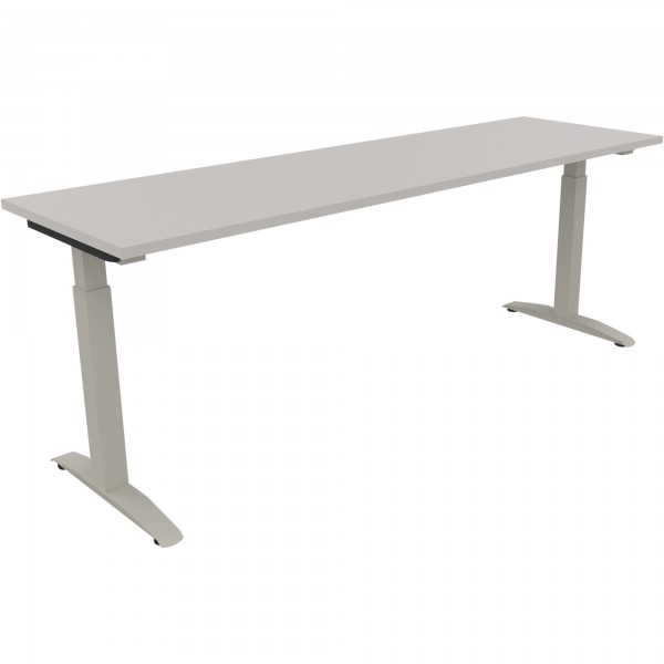 Schreibtisch Kufe Einzels. Quadrat B2000xT600xH650-850 si/Lichtgrau