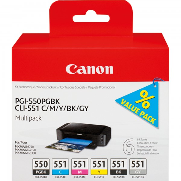 Canon Tintenpatrone 6496B005 PGI550/CLI551 6 St./Pack.