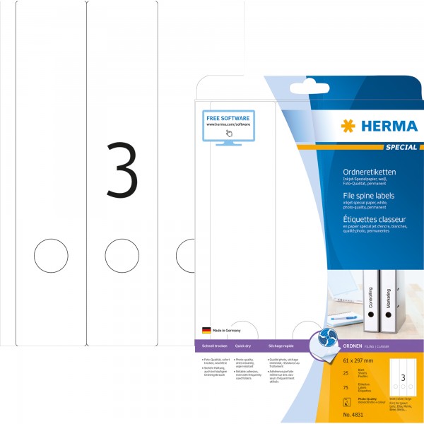 Herma Ordneretikett 61x297mm weiß 75St