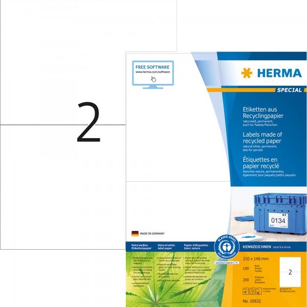 HERMA Etikett 10832 RC 210x148mm matt ws 200 St./Pack.