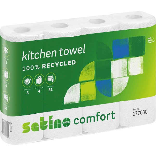 Satino Küchenrolle Comfort 177030 3lg. 26x22cm hw 51Blatt 4 St./Pack.