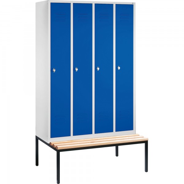 C+P Umkleidespind 805040S10002 m. Sitzbank 4Abteile lgr/ebl