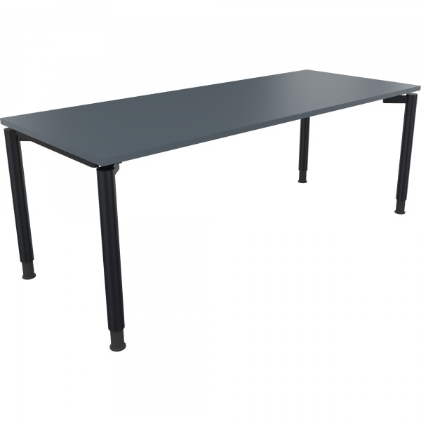 Schreibtisch Vierfuß Rundrohr B2000xT800xH680-820 an/Lavagrau