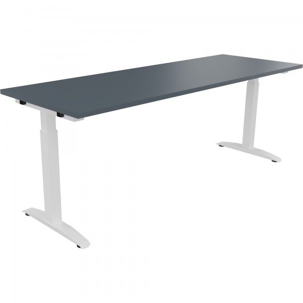 Schreibtisch Kufe Einzels. Quadrat B2000xT700xH650-850 ws/Lavagrau