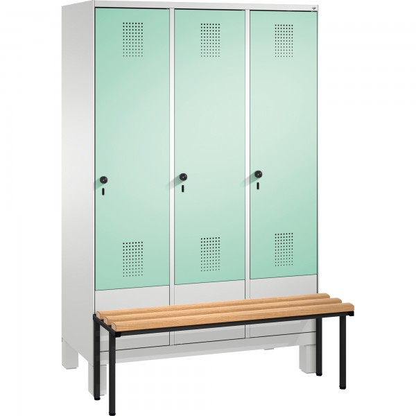 C+P Umkleidespind 4903032S10021 Sitzbank 3Abteile B1200mm lgr/lgn