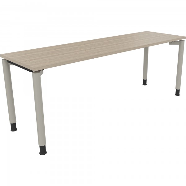 Schreibtisch Vierfuß Rundrohr B2000xT600xH680-820 si/Eiche Natur