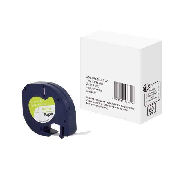 Schriftband wie Dymo S0721510 12mmx4m sw auf ws