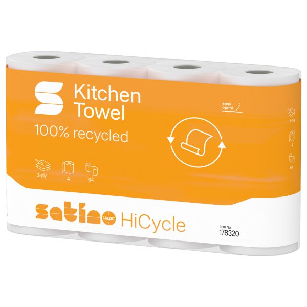 Satino Küchenrolle HiCycle 3lg 26x22cm hws 64Bl 4St