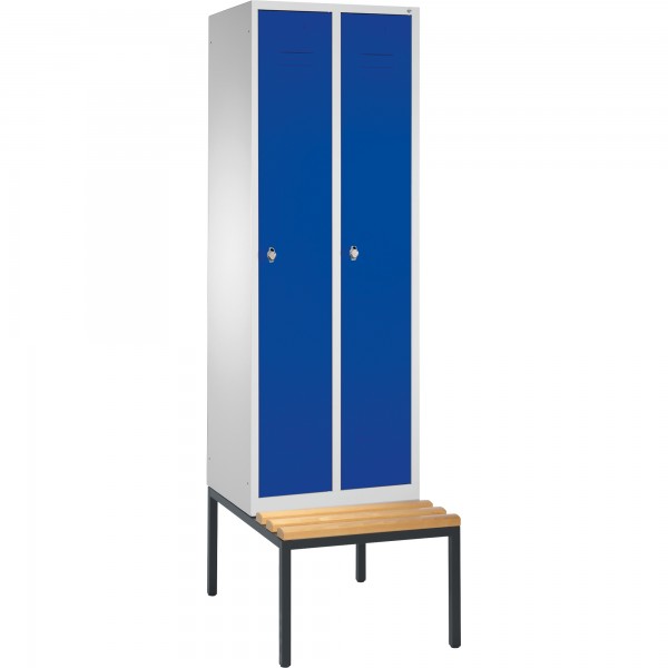 C+P Umkleidespind 805020S10011 m. Sitzbank 2Abteile lgr/ebl