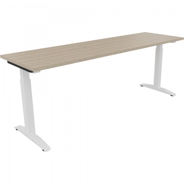 Schreibtisch Kufe Einzels. Quadrat B2000xT600xH650-850 ws/Eiche Natur