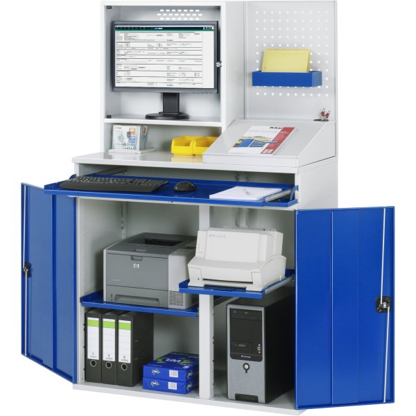 RAU Computerschrank 1100x520x1770mm l.gr/e.bl